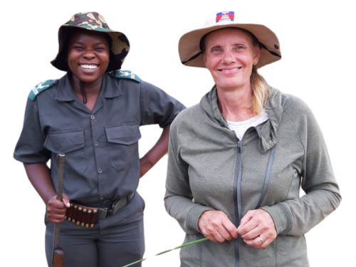Bridgett Smit from The Hoofermoo Project with a game guide on safari